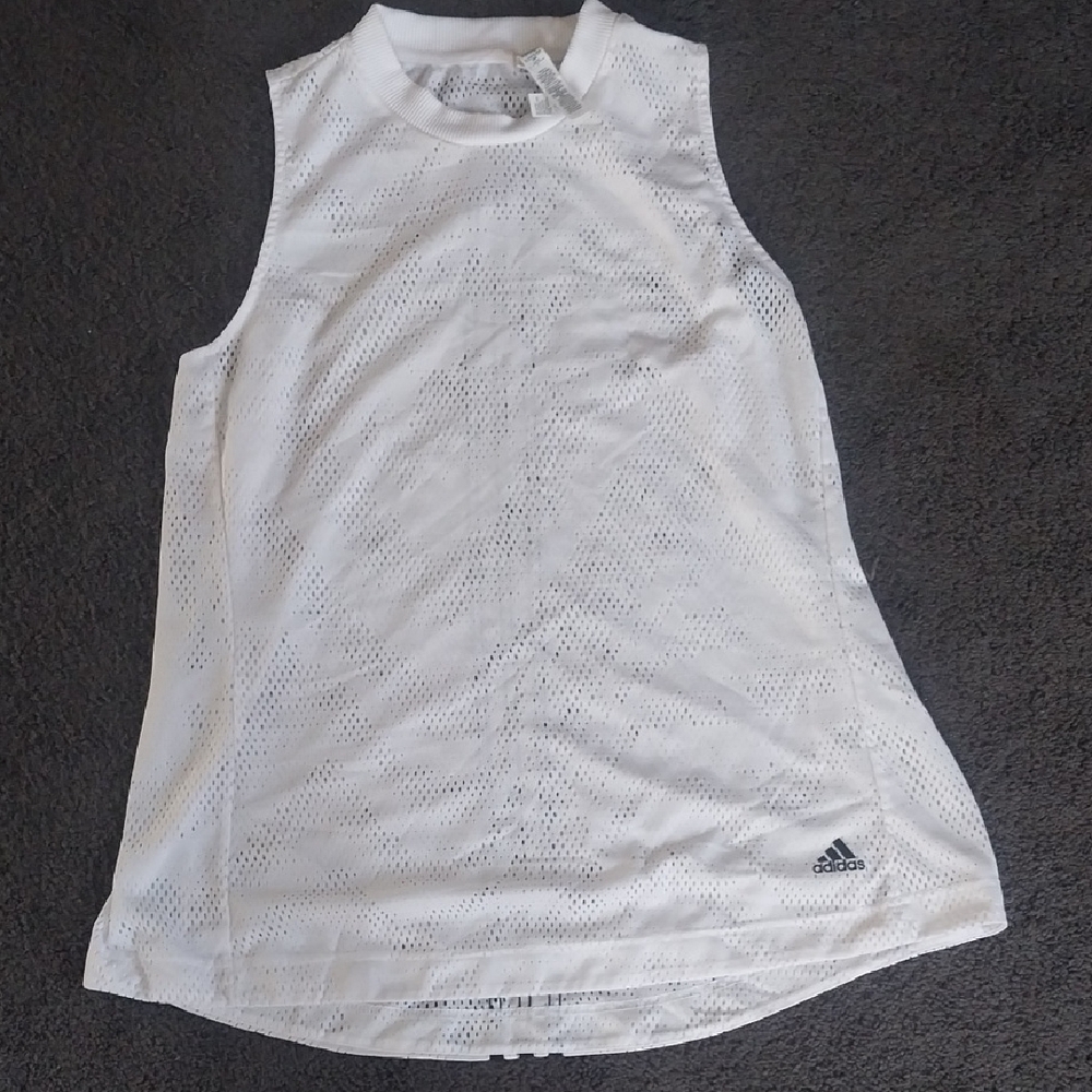 Adidas White Mesh Sleeveless Top